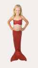Hand-Made Mermaid Swimsuit Tail and Top - Red Hibiscus Scale